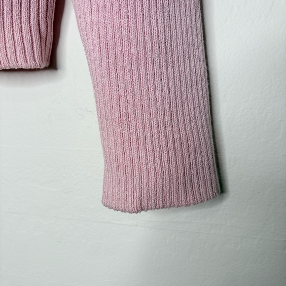 St John Sport Lamb Fur Cable Knit Zip Jacket Pink Heart Pull Sweater Small Y2K - Picture 4 of 11